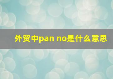 外贸中pan no是什么意思